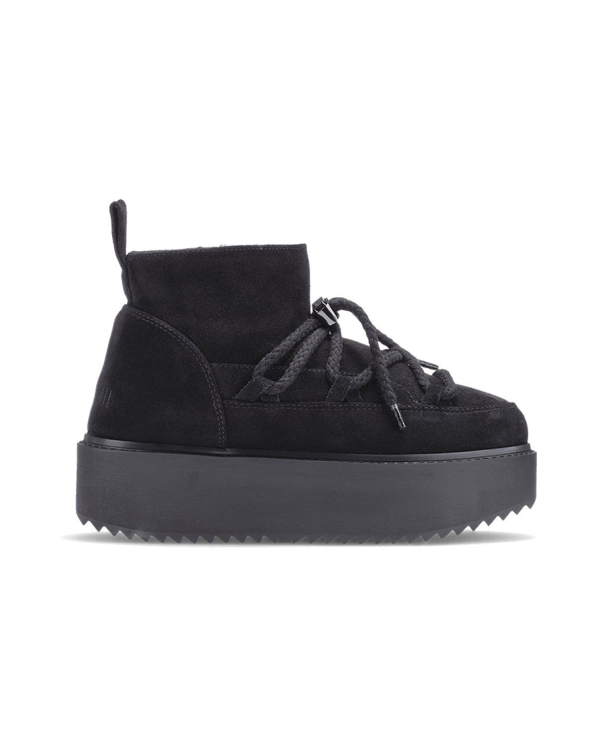 Sneakers con plateau Inuikii Classic Low Platform in pelle e lana, colore Nero, immagine 7 di 8