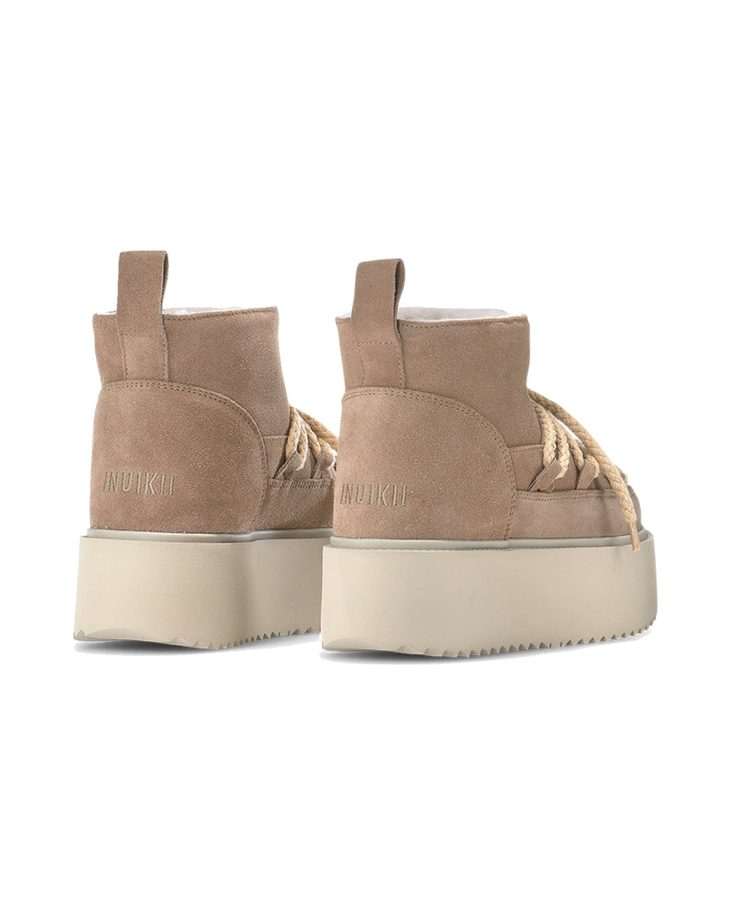 Sneakers con plateau Inuikii Classic Low Platform in pelle e lana, colore Beige, immagine 3 di 8