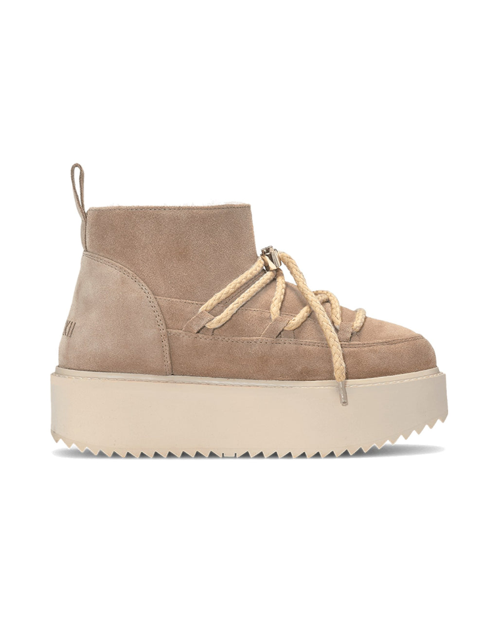 Sneakers con plateau Inuikii Classic Low Platform in pelle e lana, colore Beige, immagine 7 di 8