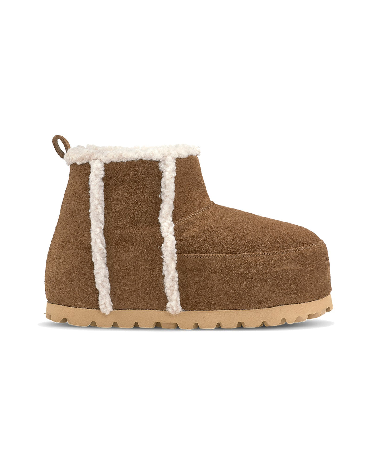 Stivaletto Inuikii Cozy Boot Ankle in pelle scamosciata con interno in lana, colore Cognac, immagine 3 di 4