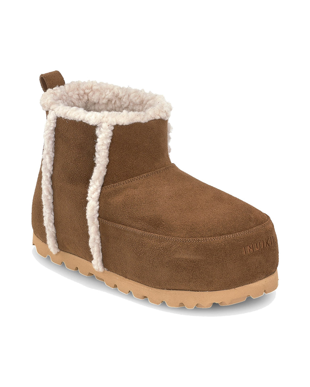 Stivaletto Inuikii Cozy Boot Ankle in pelle scamosciata con interno in lana, colore Cognac, immagine 4 di 4