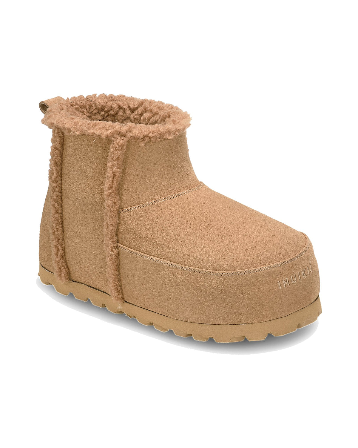 Stivaletto Inuikii Cozy Boot Ankle in pelle scamosciata con interno in lana, colore Beige, immagine 3 di 4