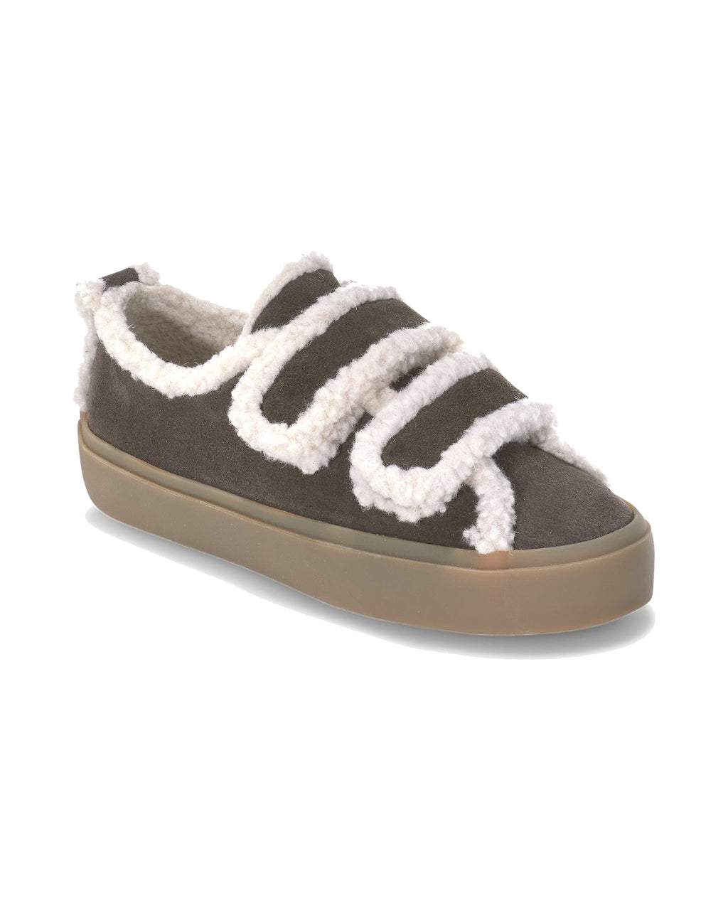 Sneakers con strappo Inuikii Shearling Low Velcro, colore Marrone scuro, immagine 2 di 6