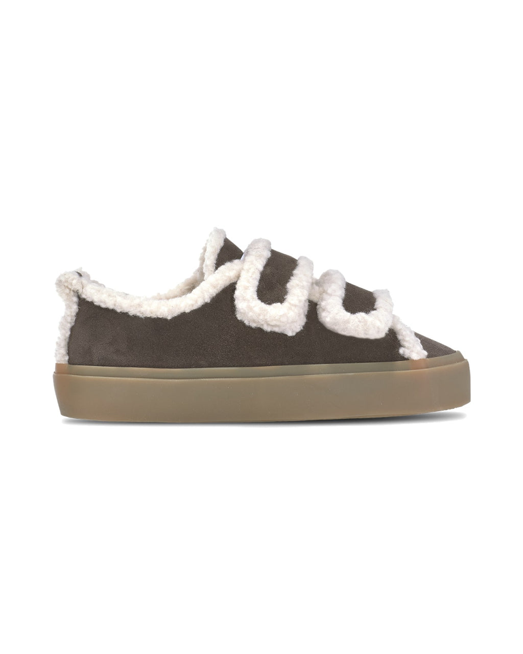 Sneakers con strappo Inuikii Shearling Low Velcro, colore Marrone scuro, immagine 4 di 6