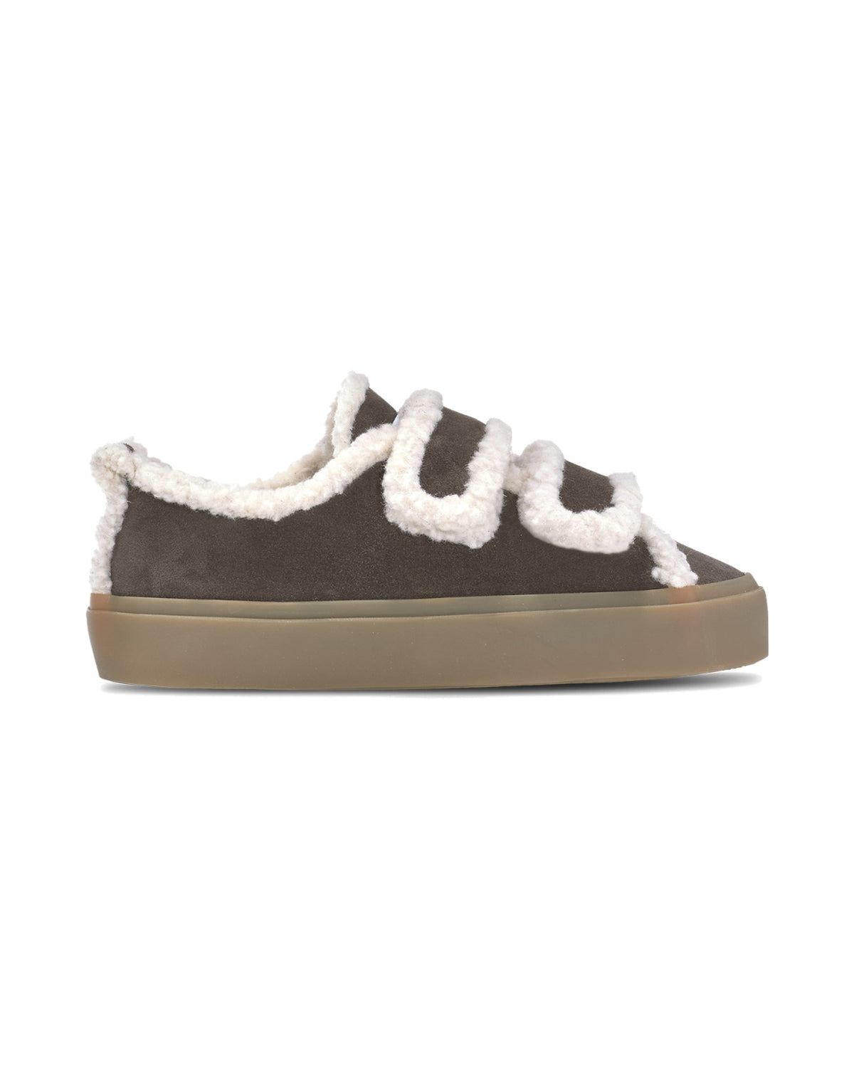 Sneakers con strappo Inuikii Shearling Low Velcro, colore Marrone scuro, immagine 4 di 6