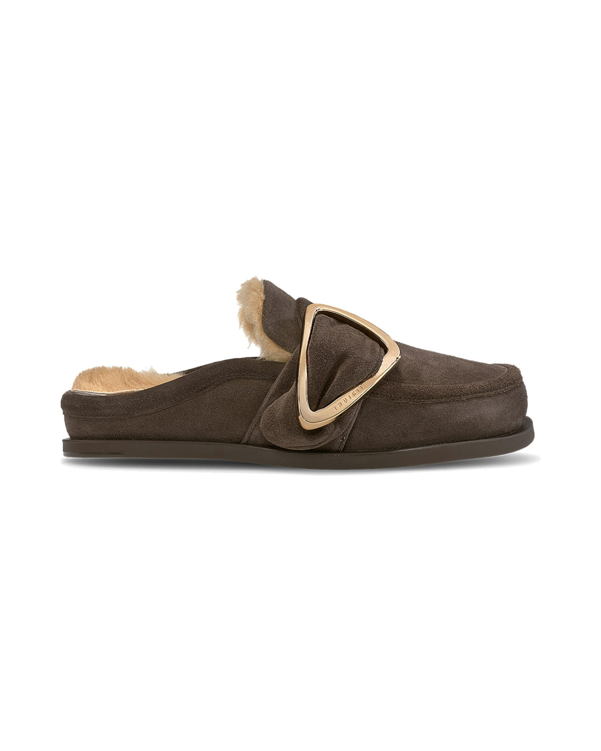 Zoccolo Inuikii Shearling Mule Soft in scamosciato foderato in lana, colore Marrone scuro, vista principale