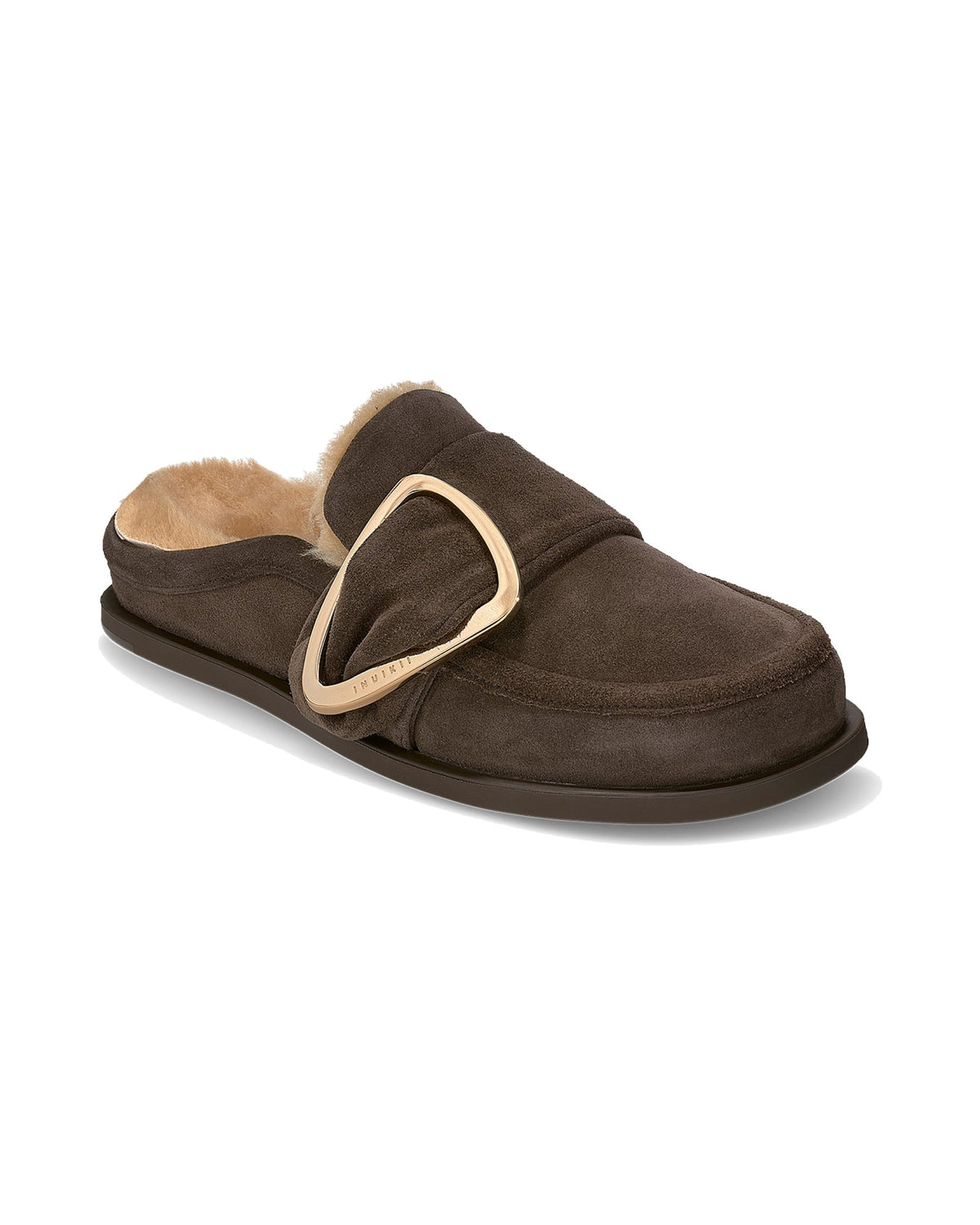 Zoccolo Inuikii Shearling Mule Soft in scamosciato foderato in lana, colore Marrone scuro, immagine 2 di 5