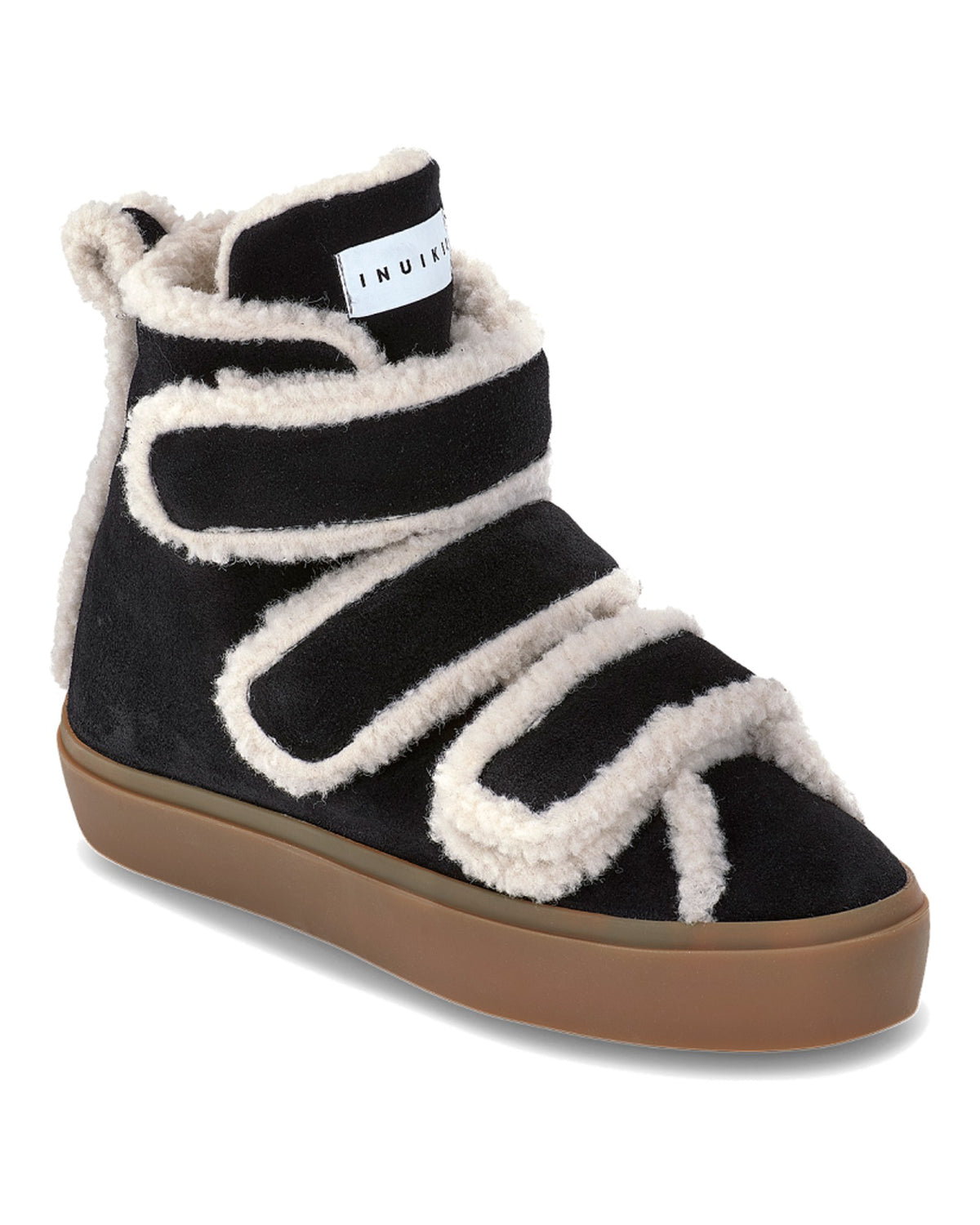 Stivaletto Inuikii Shearling Velcro High con chiusura a strappo, colore Nero, immagine 2 di 4