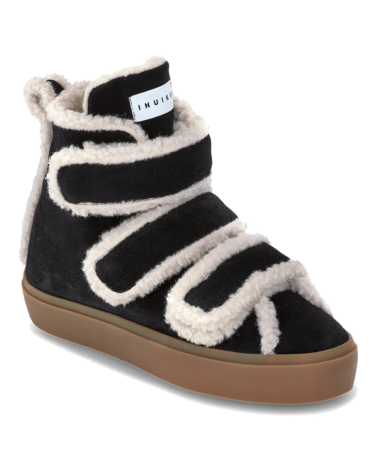 Stivaletto Inuikii Shearling Velcro High con chiusura a strappo, colore Nero, immagine 4 di 4