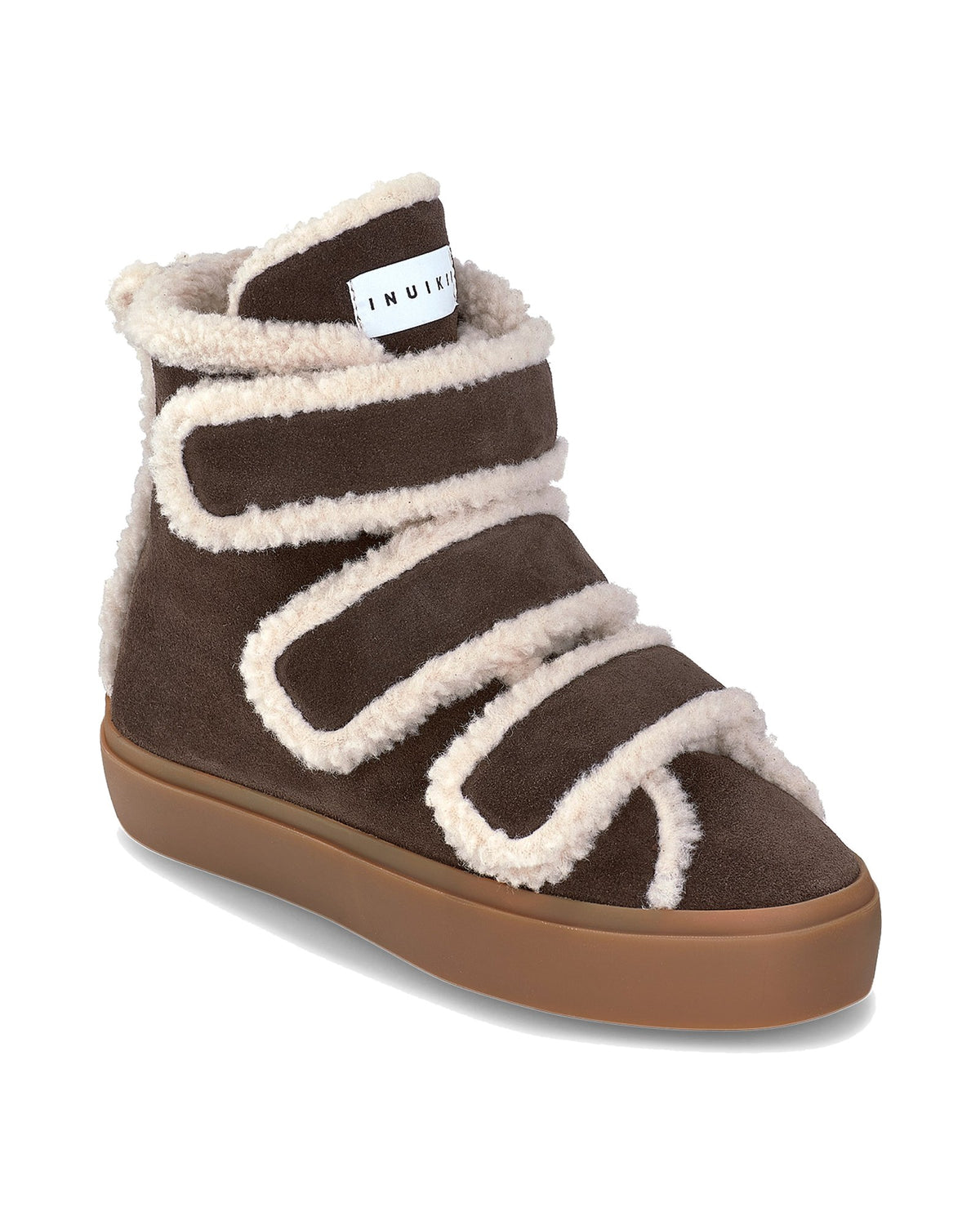 Stivaletto Inuikii Shearling Velcro High con chiusura a strappo, colore Marrone scuro, vista principale