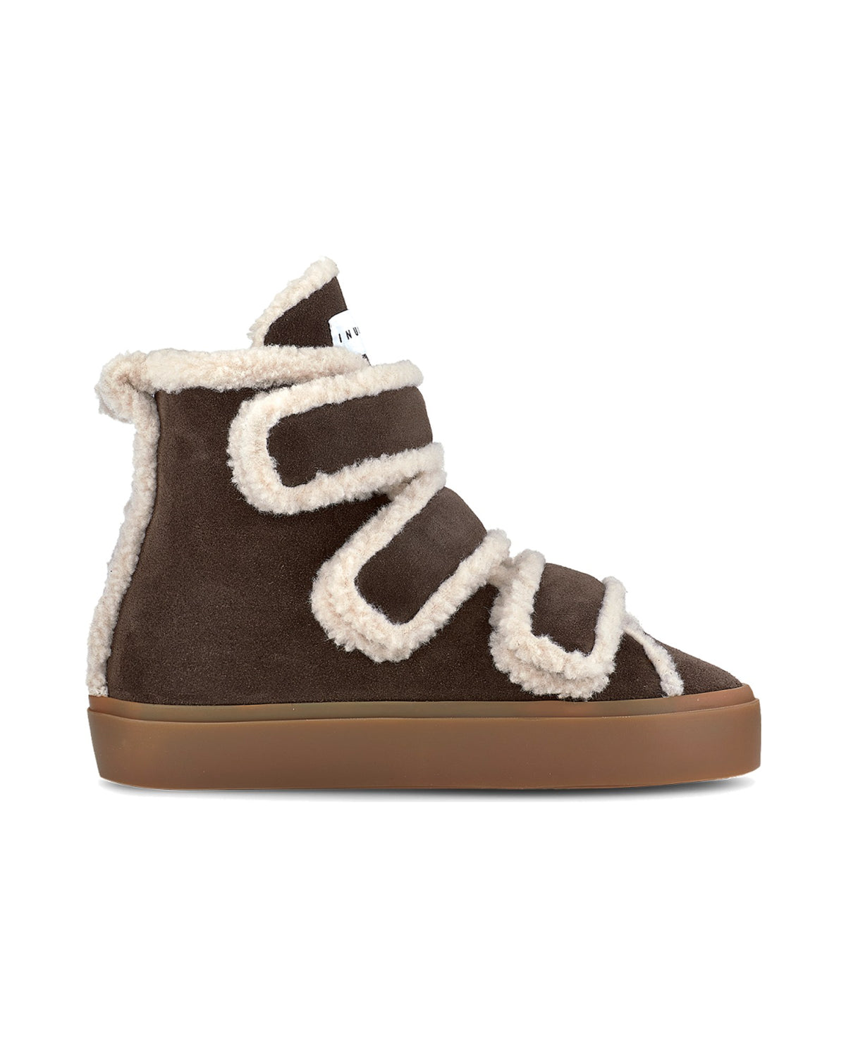 Stivaletto Inuikii Shearling Velcro High con chiusura a strappo, colore Marrone scuro, immagine 4 di 4
