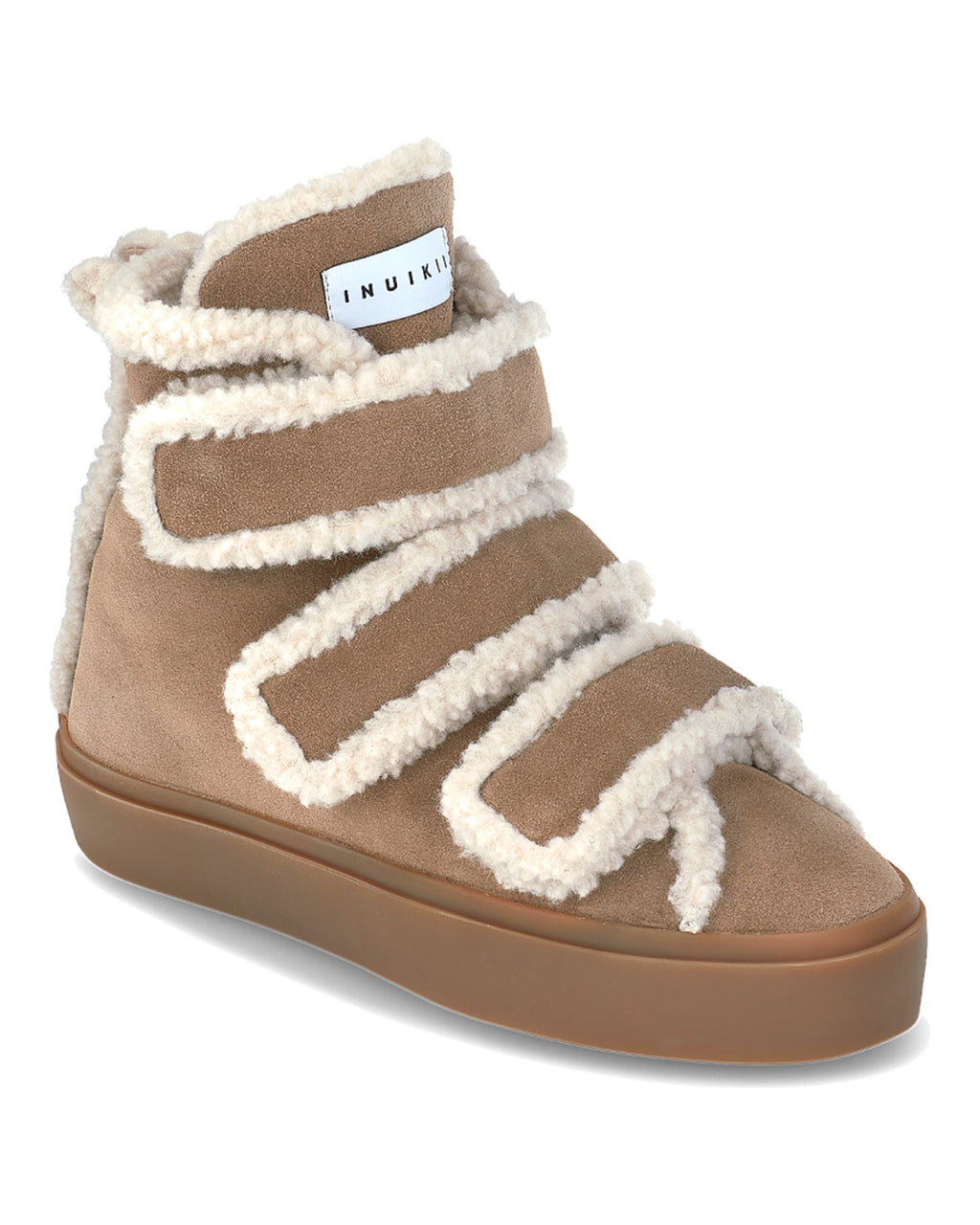 Stivaletto Inuikii Shearling Velcro High con chiusura a strappo, colore Beige chiaro, immagine 2 di 4