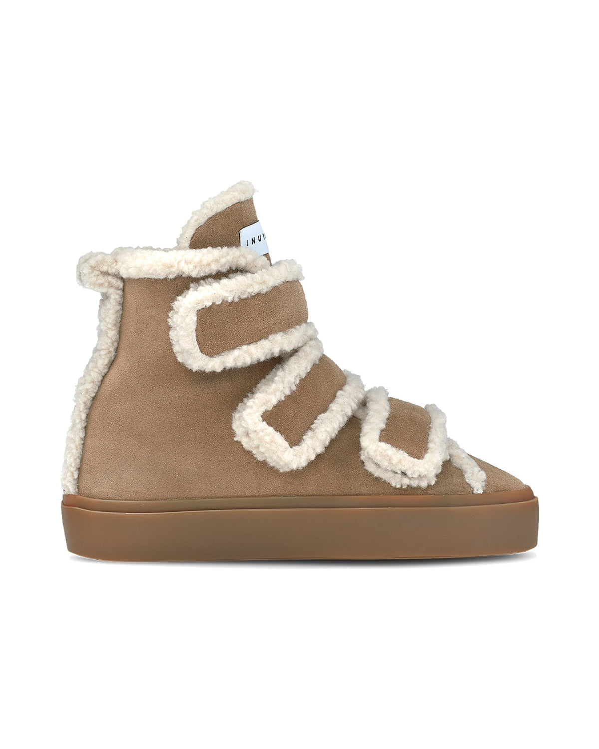 Stivaletto Inuikii Shearling Velcro High con chiusura a strappo, colore Beige chiaro, immagine 4 di 4