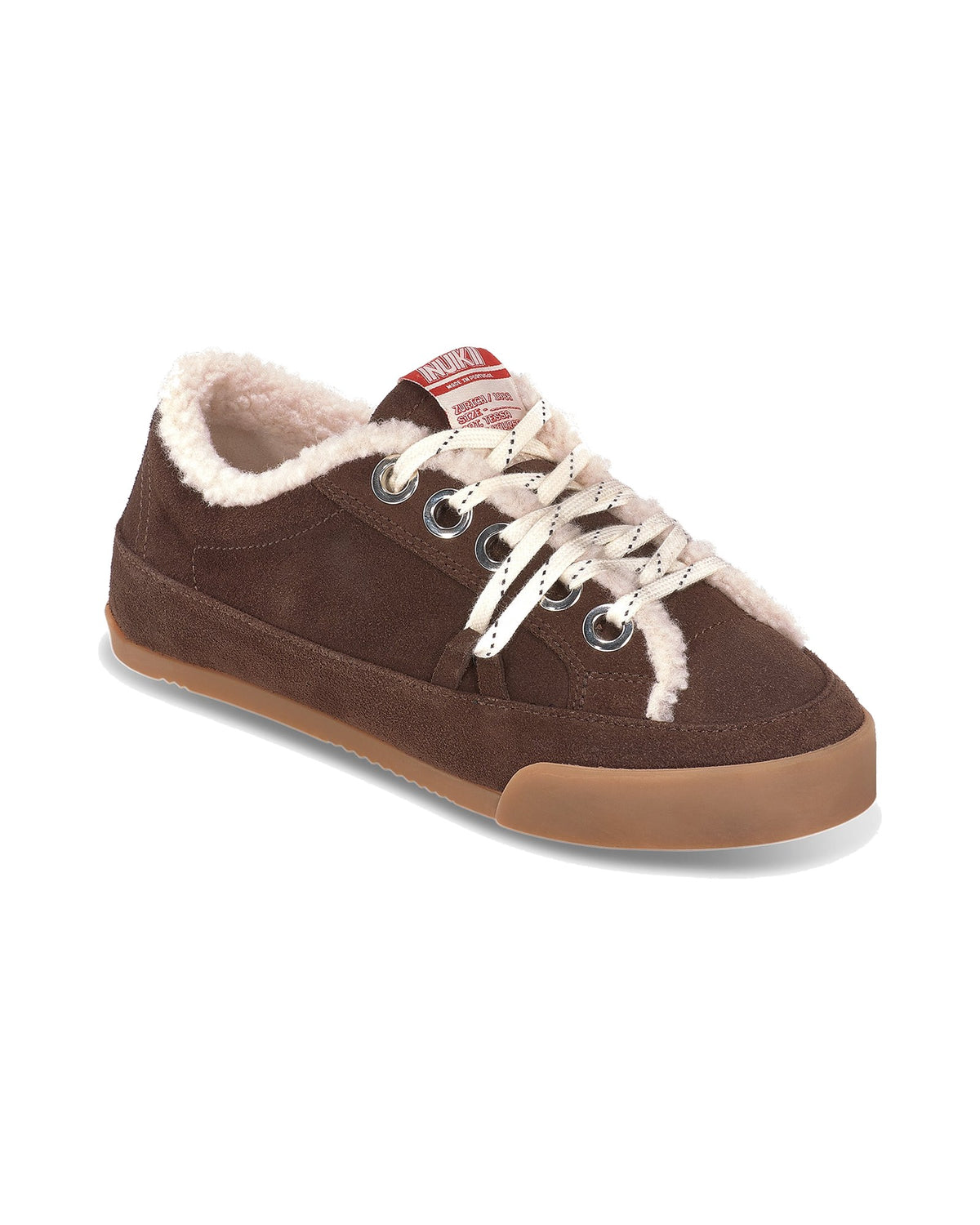 Sneakers Inuikii Tessa in scamosciato con fodera in lana, colore Marrone scuro, immagine 3 di 8