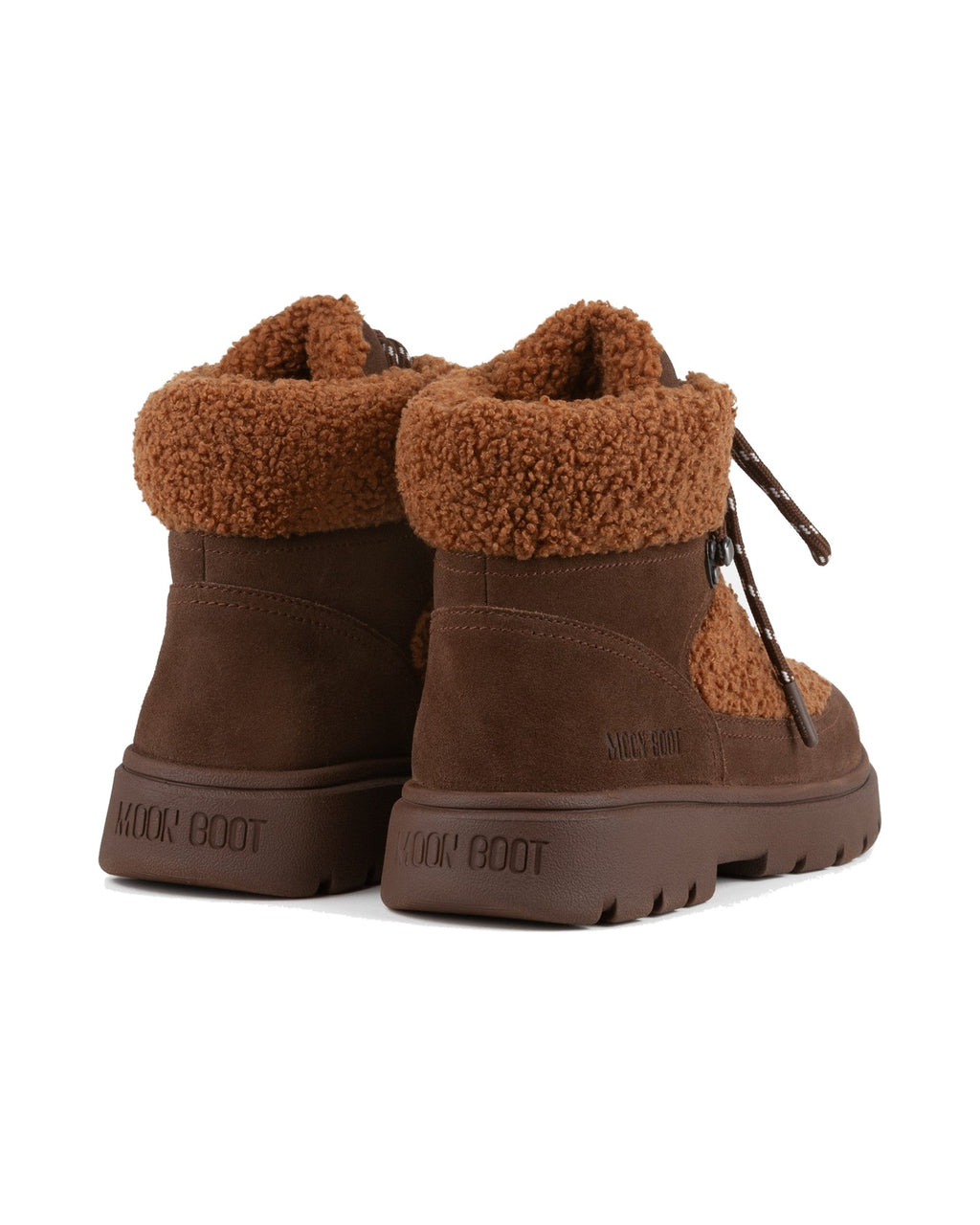 Anfibio Moon Boot Combat Boot Fleece in scamosciato bovino e fleece, colore Cocoa/Cognac, immagine 2 di 5
