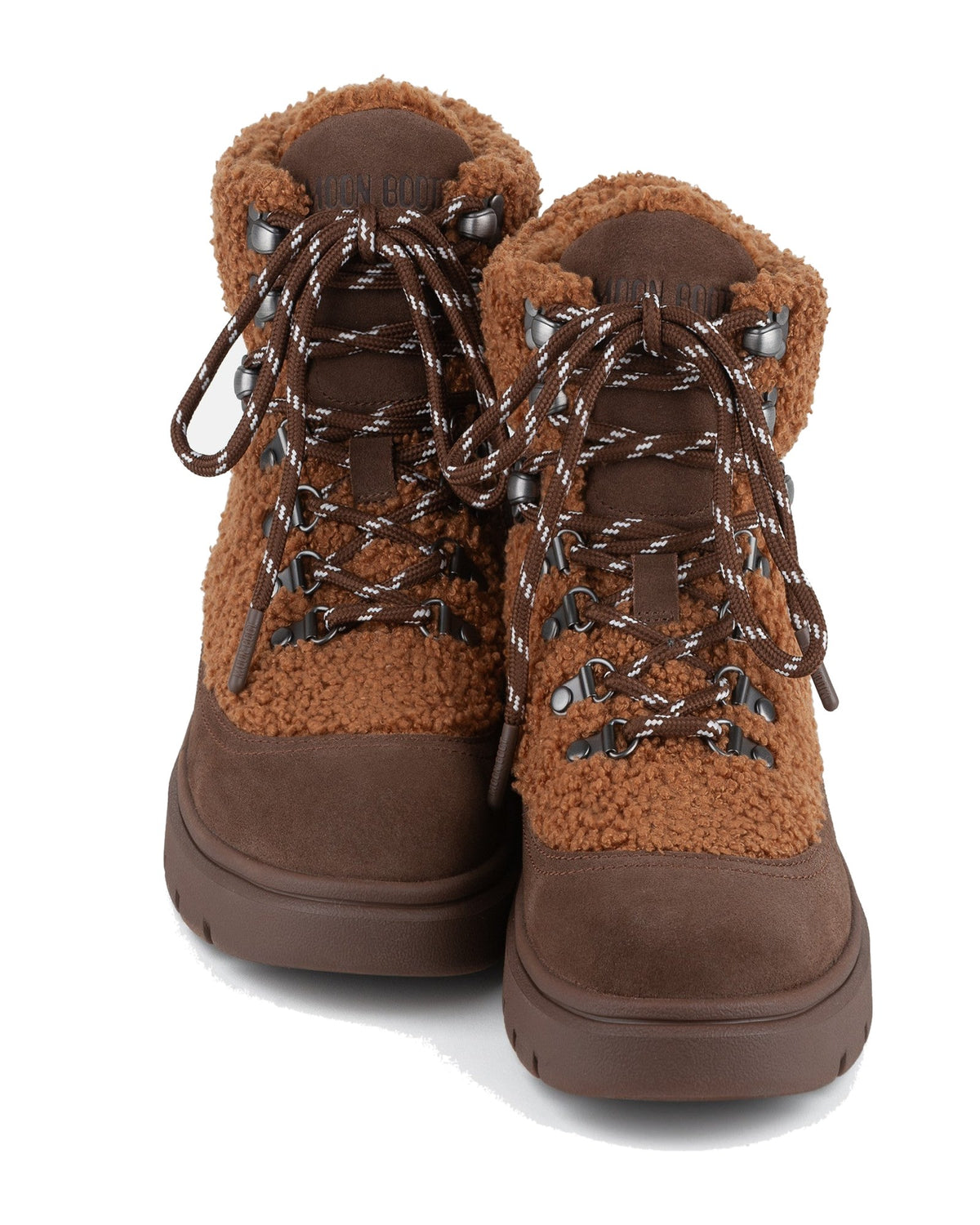 Anfibio Moon Boot Combat Boot Fleece in scamosciato bovino e fleece, colore Cocoa/Cognac, immagine 4 di 5