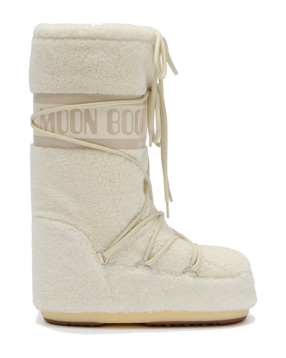 Doposci alto in fleece Moon Boot Icon Cream Fleece, colore Panna (Ice), vista principale