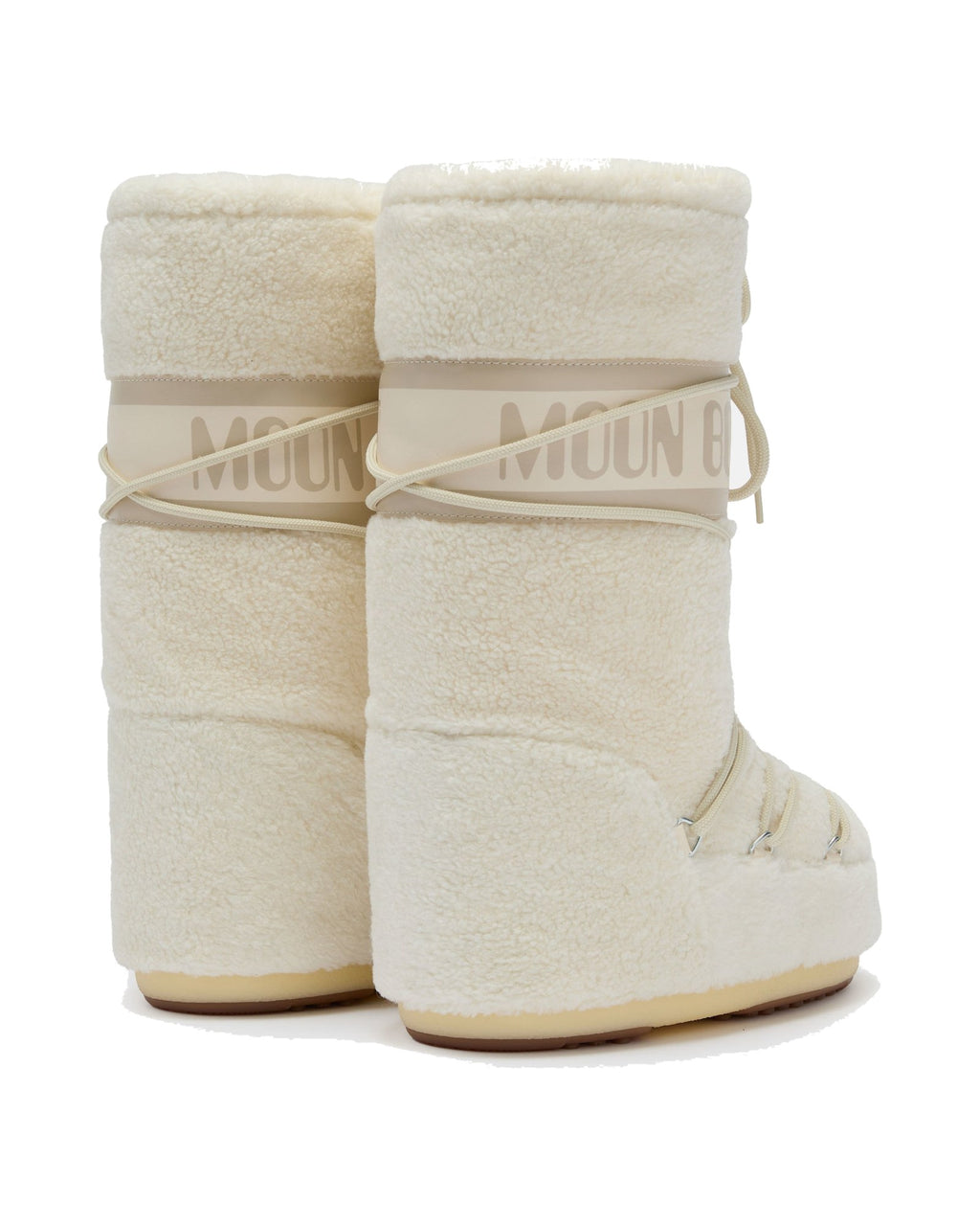 Doposci alto in fleece Moon Boot Icon Cream Fleece, colore Panna (Ice), immagine 2 di 4