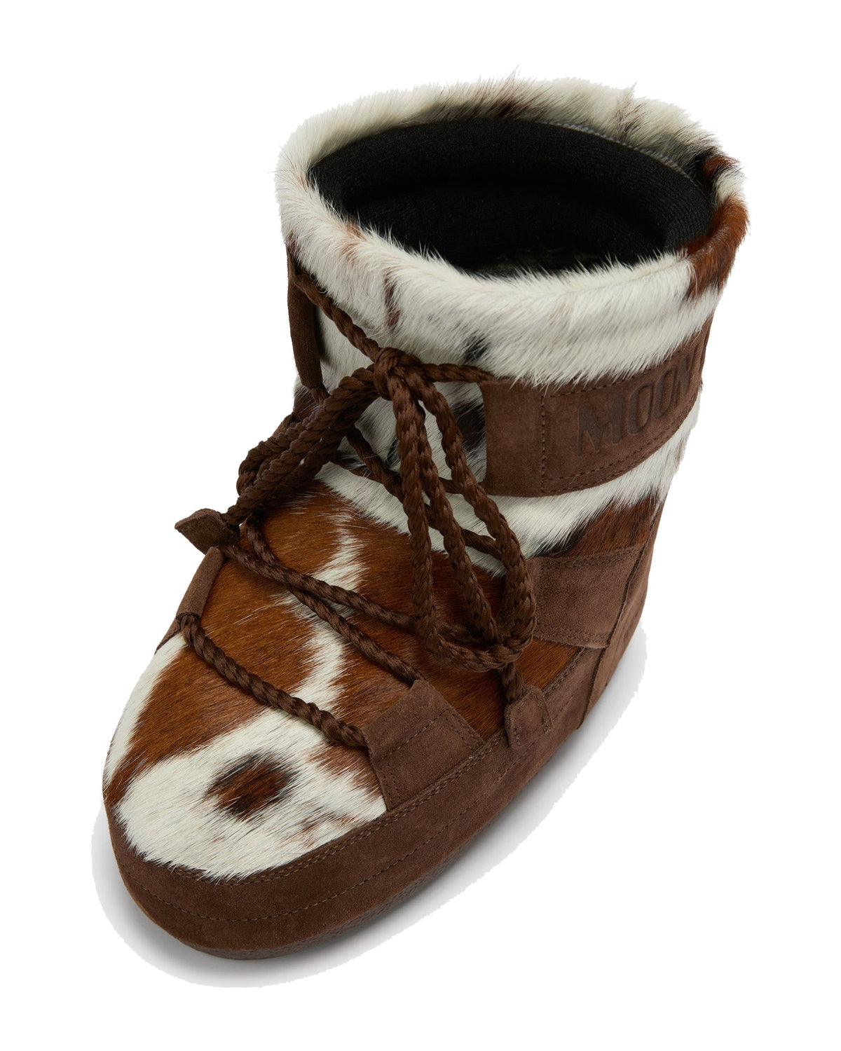 Doposci Moon Boot Icon Low Archive 1985 con tomaia in pelle bovina con pelo e scamosciata, Bianco/Cacao, immagine 3 di 6