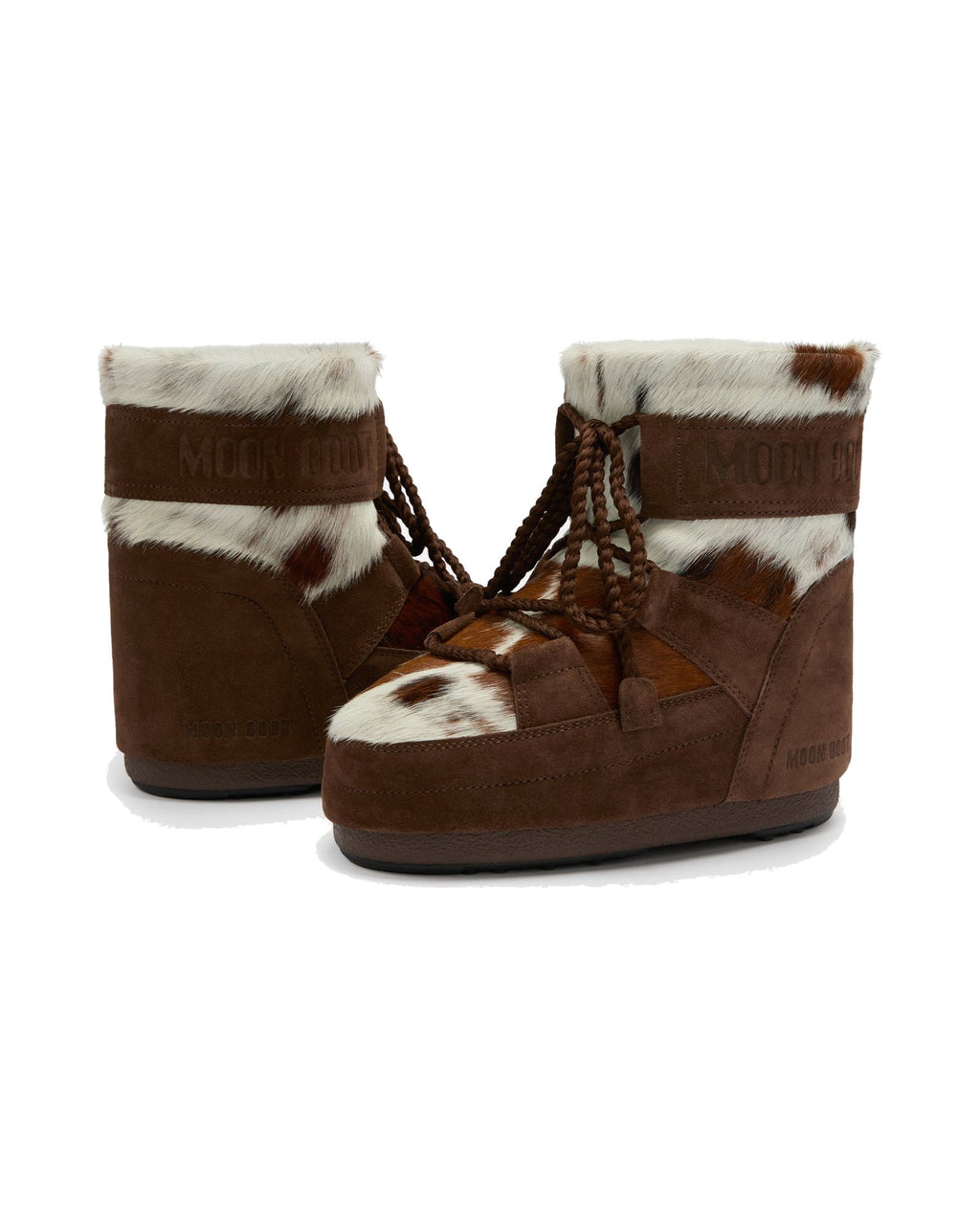 Doposci Moon Boot Icon Low Archive 1985 con tomaia in pelle bovina con pelo e scamosciata, Bianco/Cacao, immagine 4 di 6