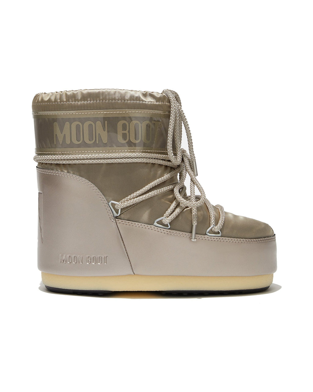 Doposci basso in raso lucido Moon Boot Icon Low Glance, colore Platino, vista principale