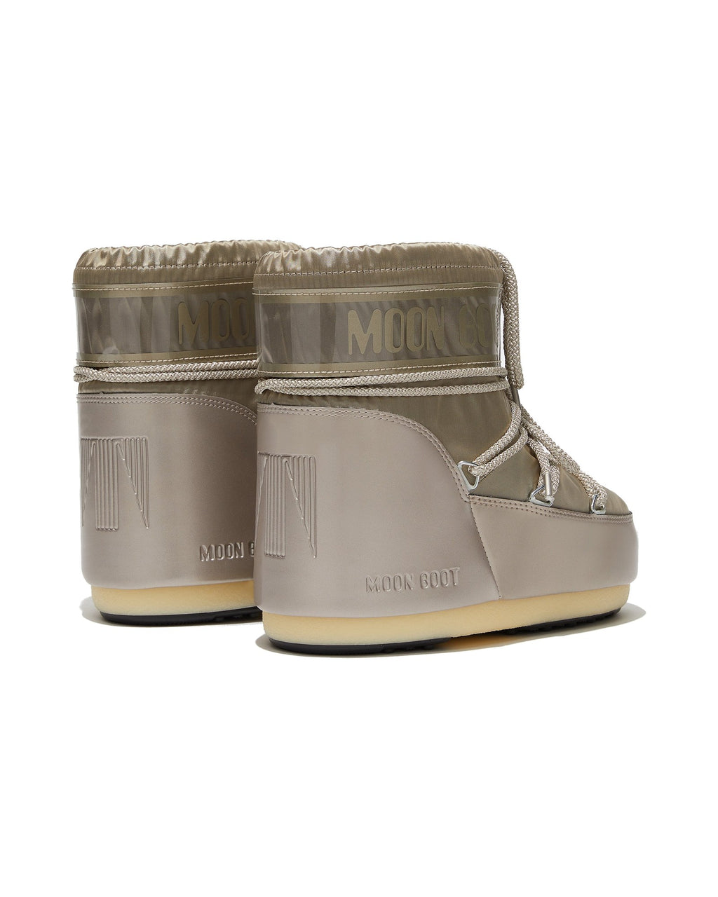 Doposci basso in raso lucido Moon Boot Icon Low Glance, colore Platino, immagine 2 di 4