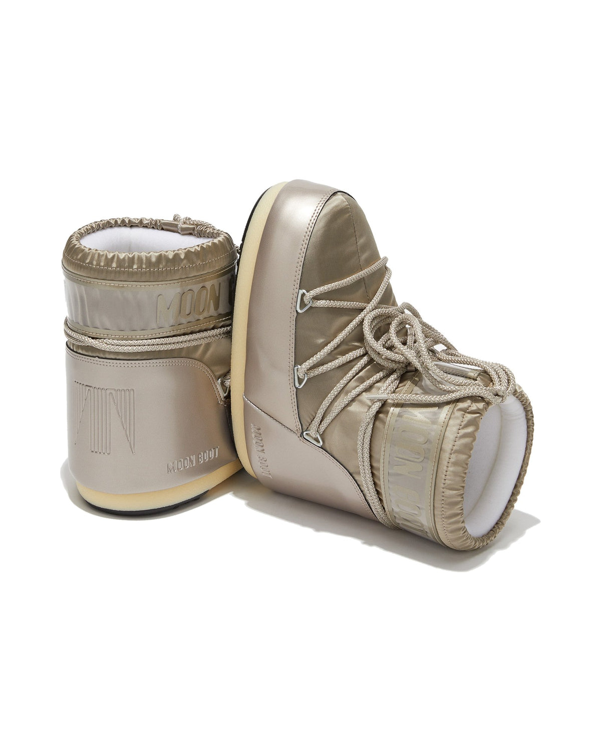Doposci basso in raso lucido Moon Boot Icon Low Glance, colore Platino, immagine 3 di 4