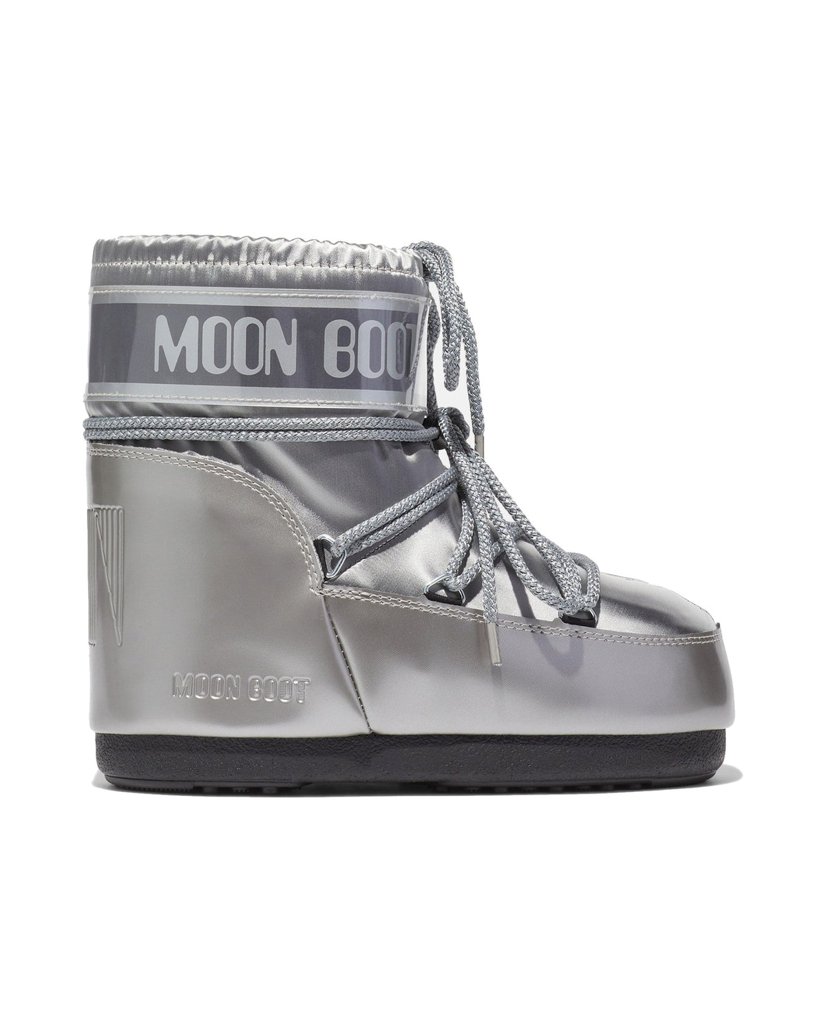 Doposci basso in raso lucido Moon Boot Icon Low Glance, colore Argento, vista principale