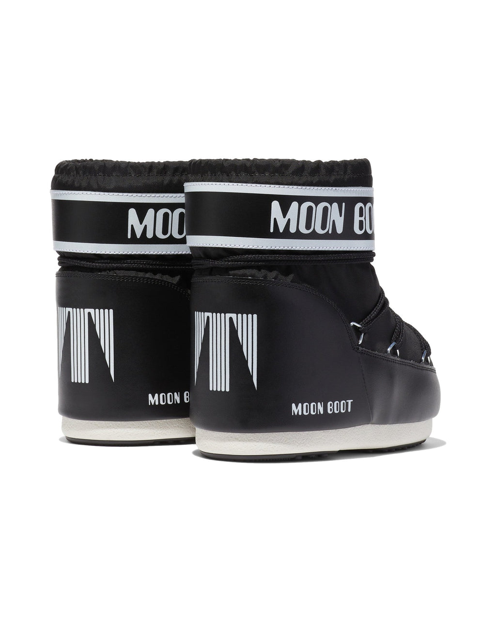 Doposci basso in nylon Moon Boot Icon Low, colore Nero, coppia vista da dietro