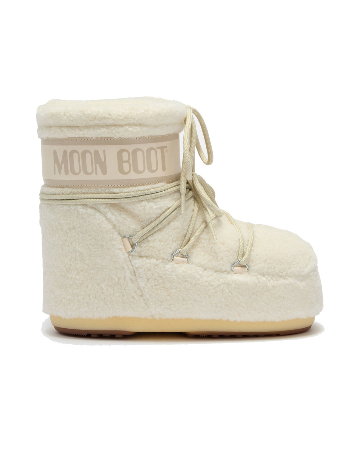 Doposci basso in pile Moon Boot Icon Low Fleece, colore Ghiaccio (crema), vista principale