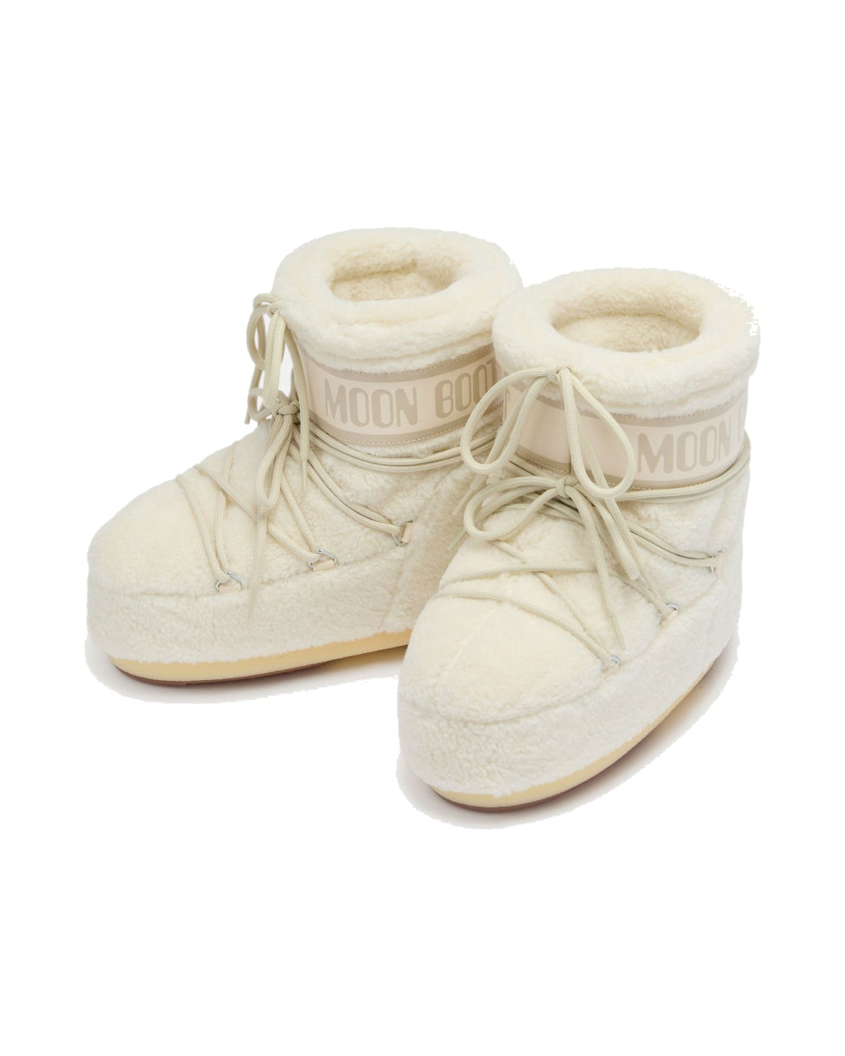 Doposci basso in pile Moon Boot Icon Low Fleece, colore Ghiaccio (crema), immagine 4 di 5