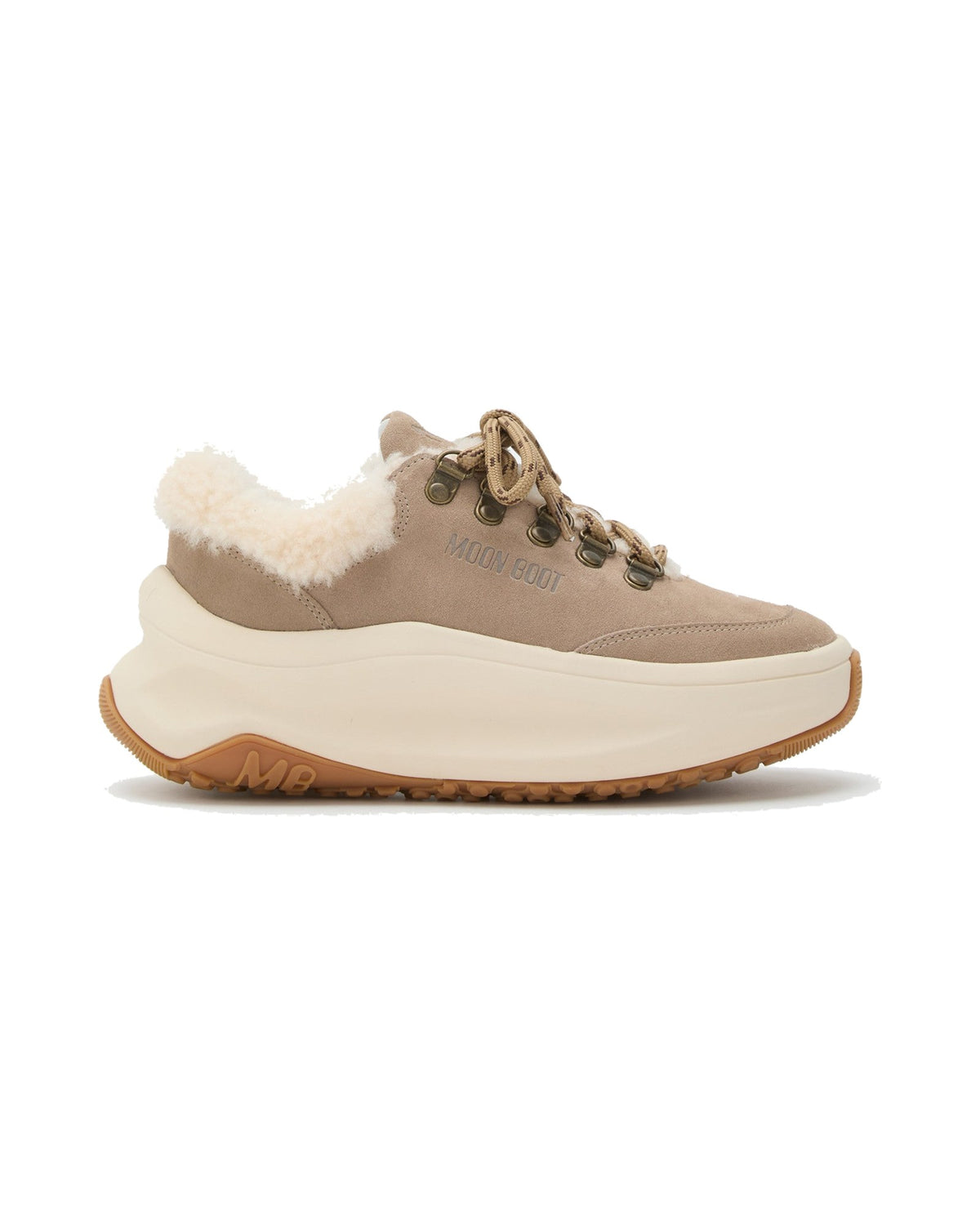 Sneakers in scamosciato bovino e pelle di pecora riccia Moon Boot Moon247 City Shearling, colore Sabbia, vista principale