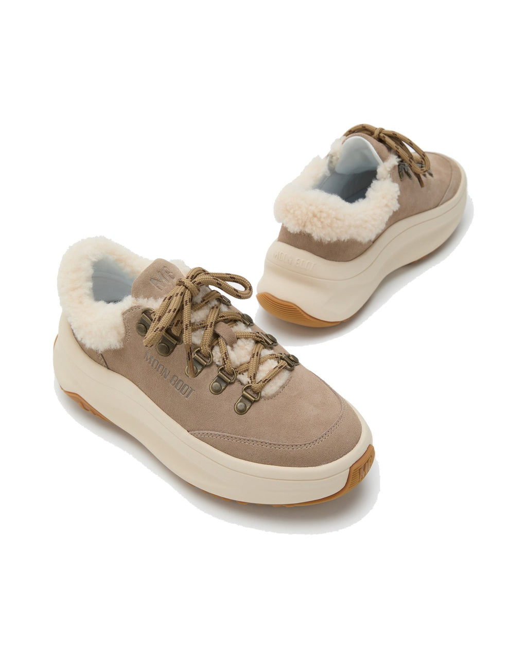 Sneakers in scamosciato bovino e pelle di pecora riccia Moon Boot Moon247 City Shearling, colore Sabbia, immagine 4 di 4