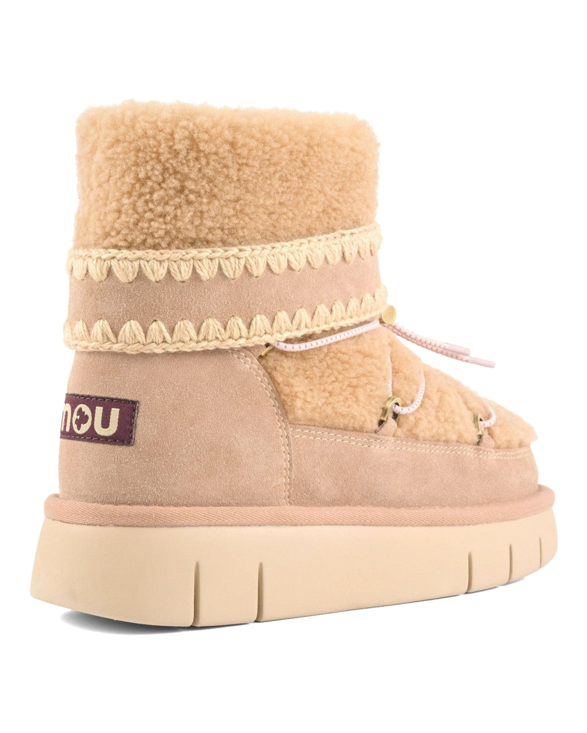 Stivaletto Mou Bounce Boot Curly Sheepskin in montone riccio, colore Camel, immagine 3 di 5