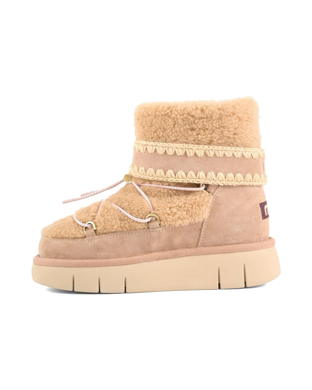 Stivaletto Mou Bounce Boot Curly Sheepskin in montone riccio, colore Camel, immagine 5 di 5