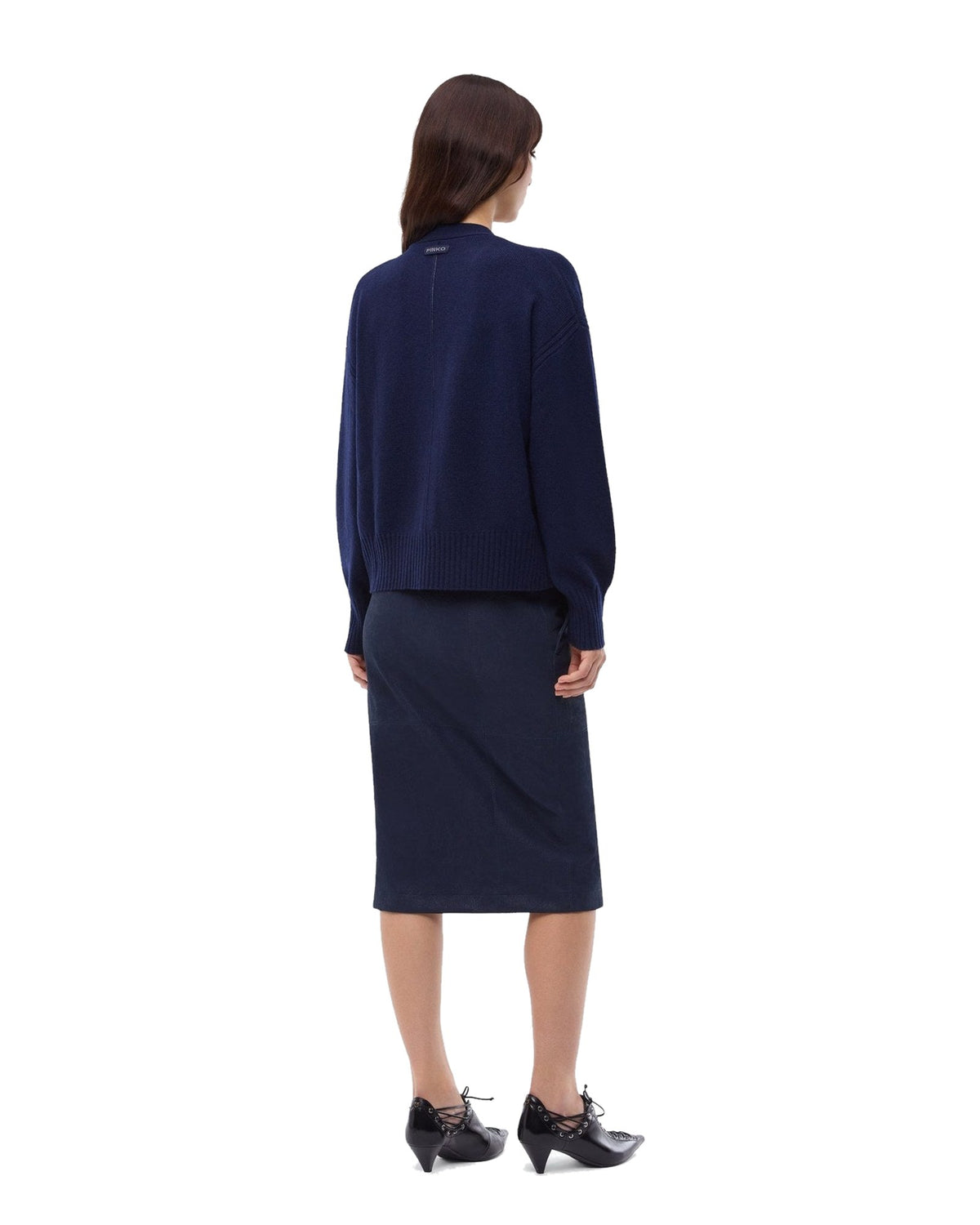 Pinko cardigan in lana e cashmere, colore blu navy, immagine 4 di 6