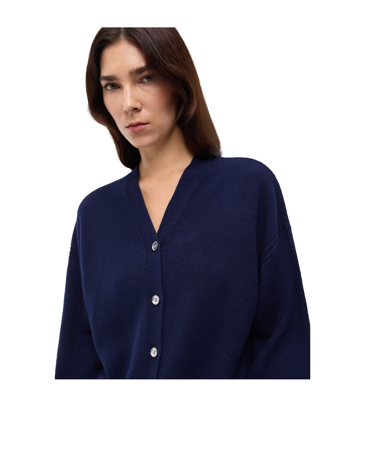 Pinko cardigan in lana e cashmere, colore blu navy, immagine 3 di 6