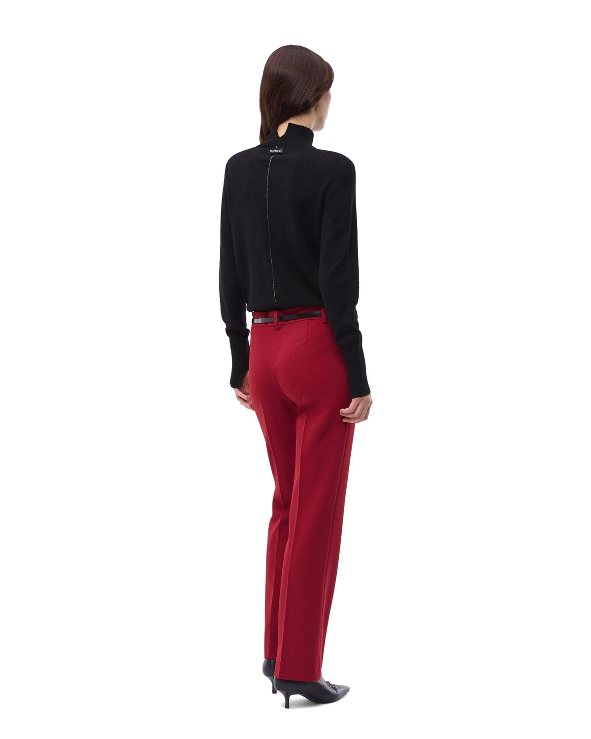 Pinko maglia dolcevita in lana e cashmere, colore nero, immagine 4 di 6