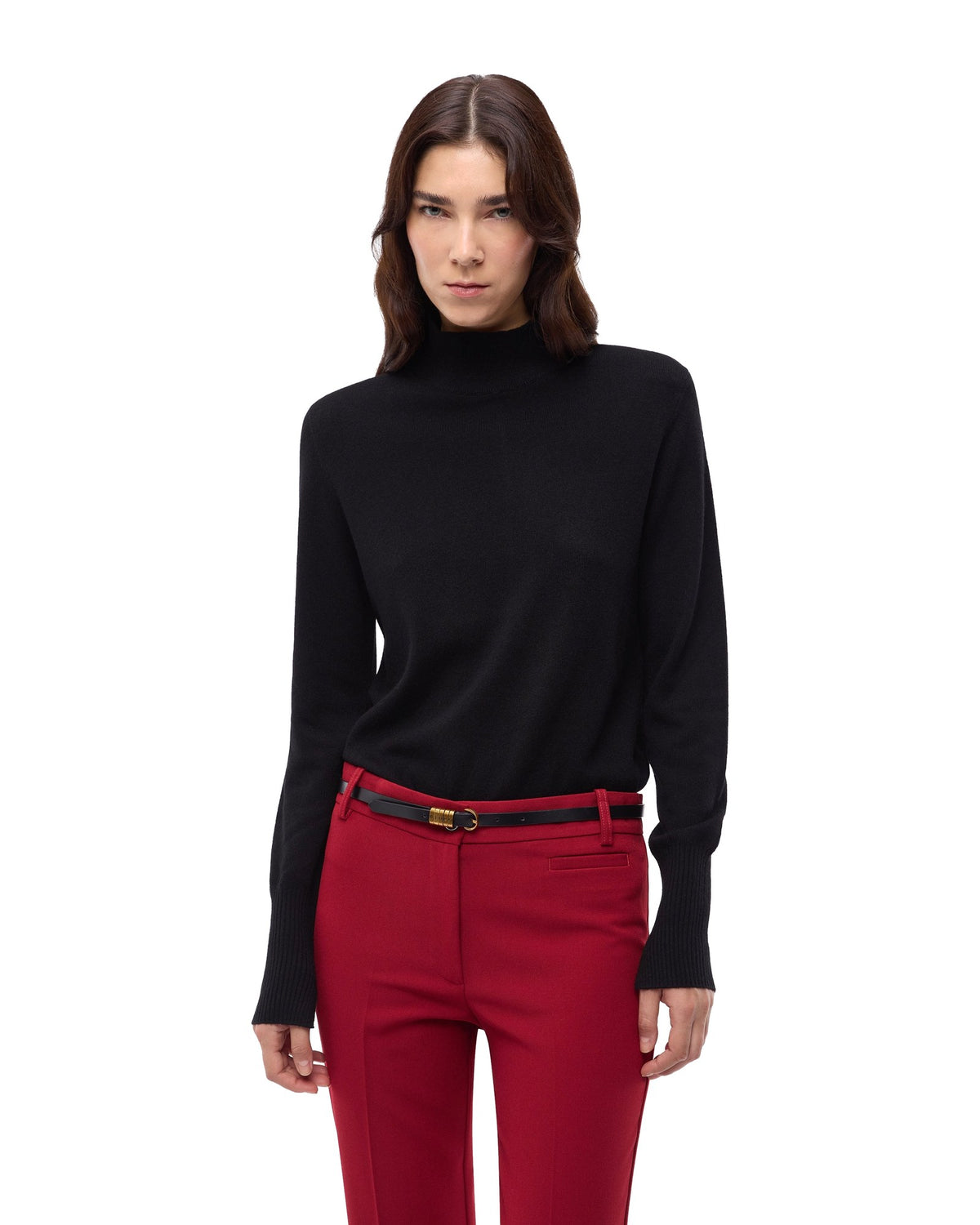 Pinko maglia dolcevita in lana e cashmere, colore nero, immagine 2 di 6