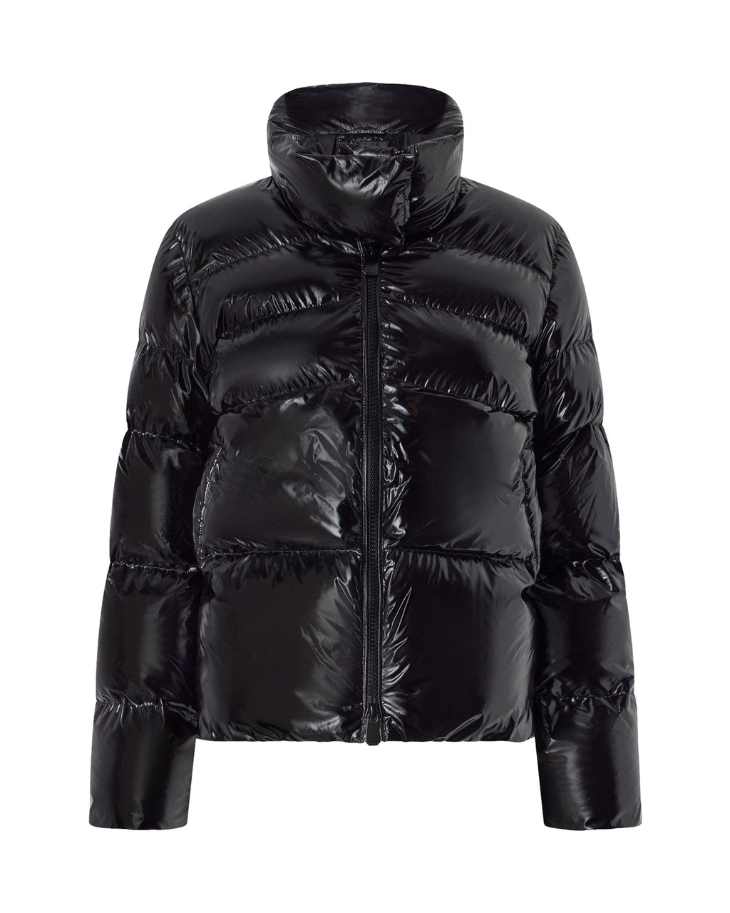 Pinko giacca imbottita caban in crystal nylon lucido, colore nero, immagine 5 di 6