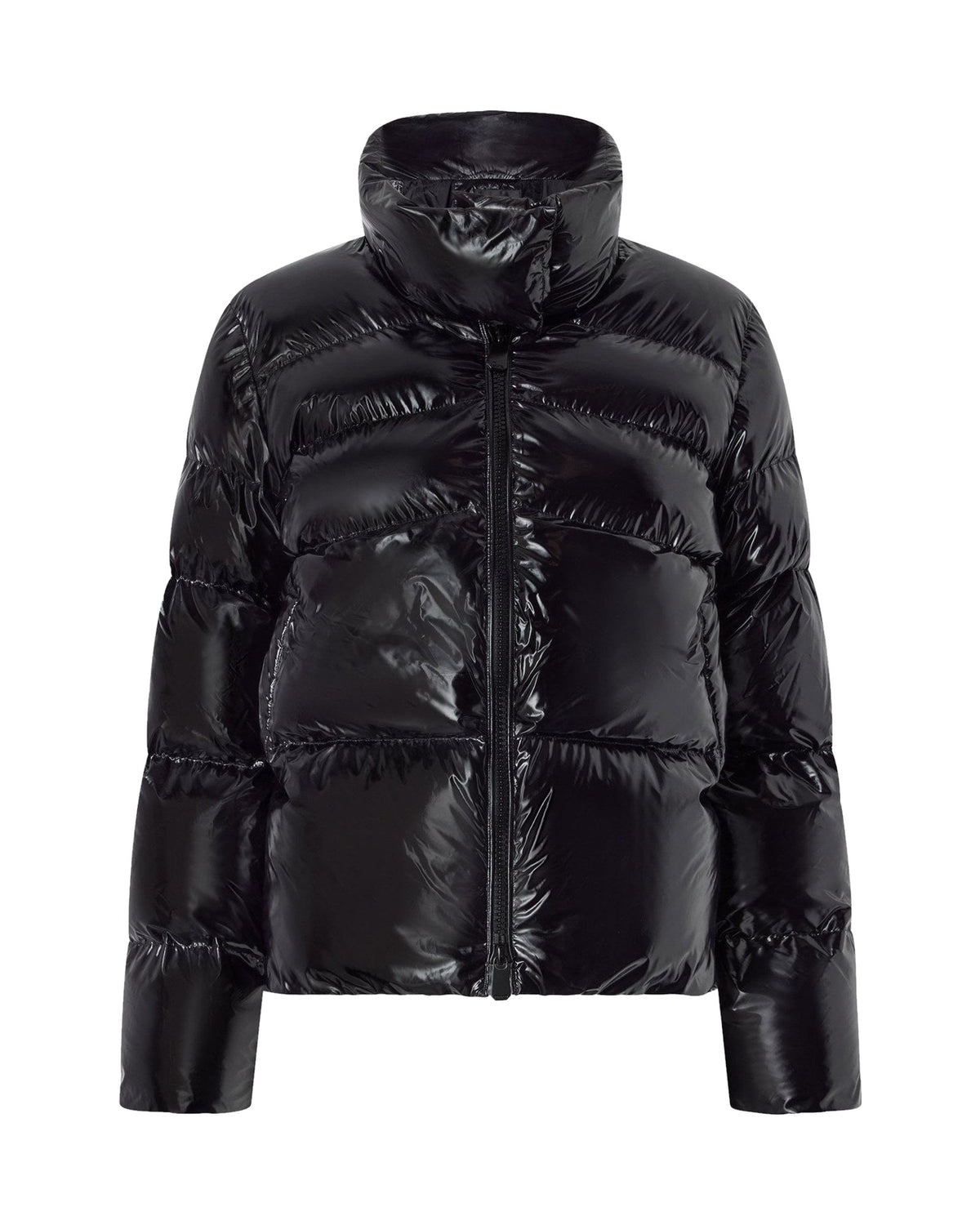 Pinko giacca imbottita caban in crystal nylon lucido, colore nero, immagine 5 di 6