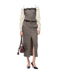 Pinko gonna longuette a quadri principe di Galles con spacco, grigio e beige, vista principale
