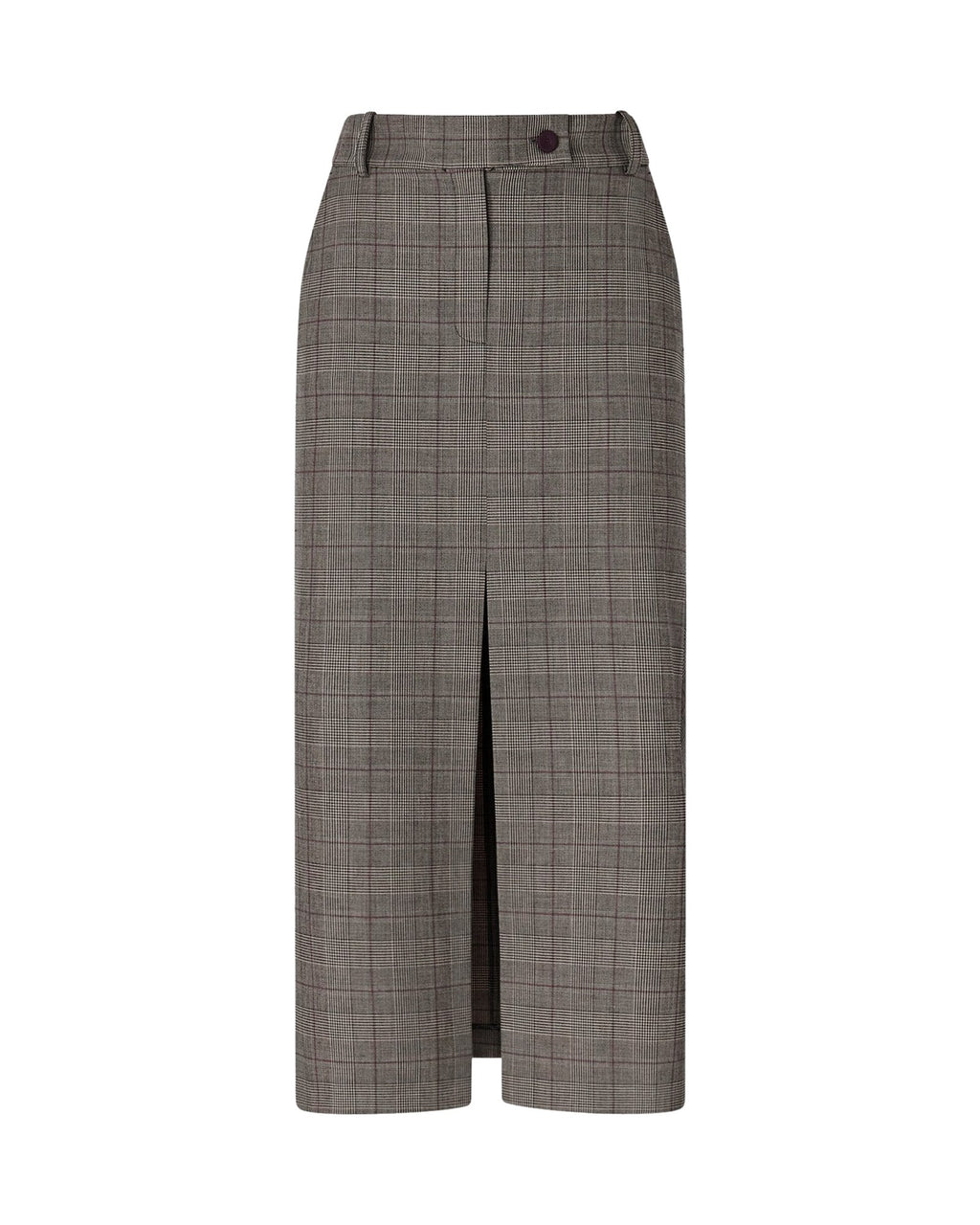 Pinko gonna longuette a quadri principe di Galles con spacco, grigio e beige, immagine 5 di 6
