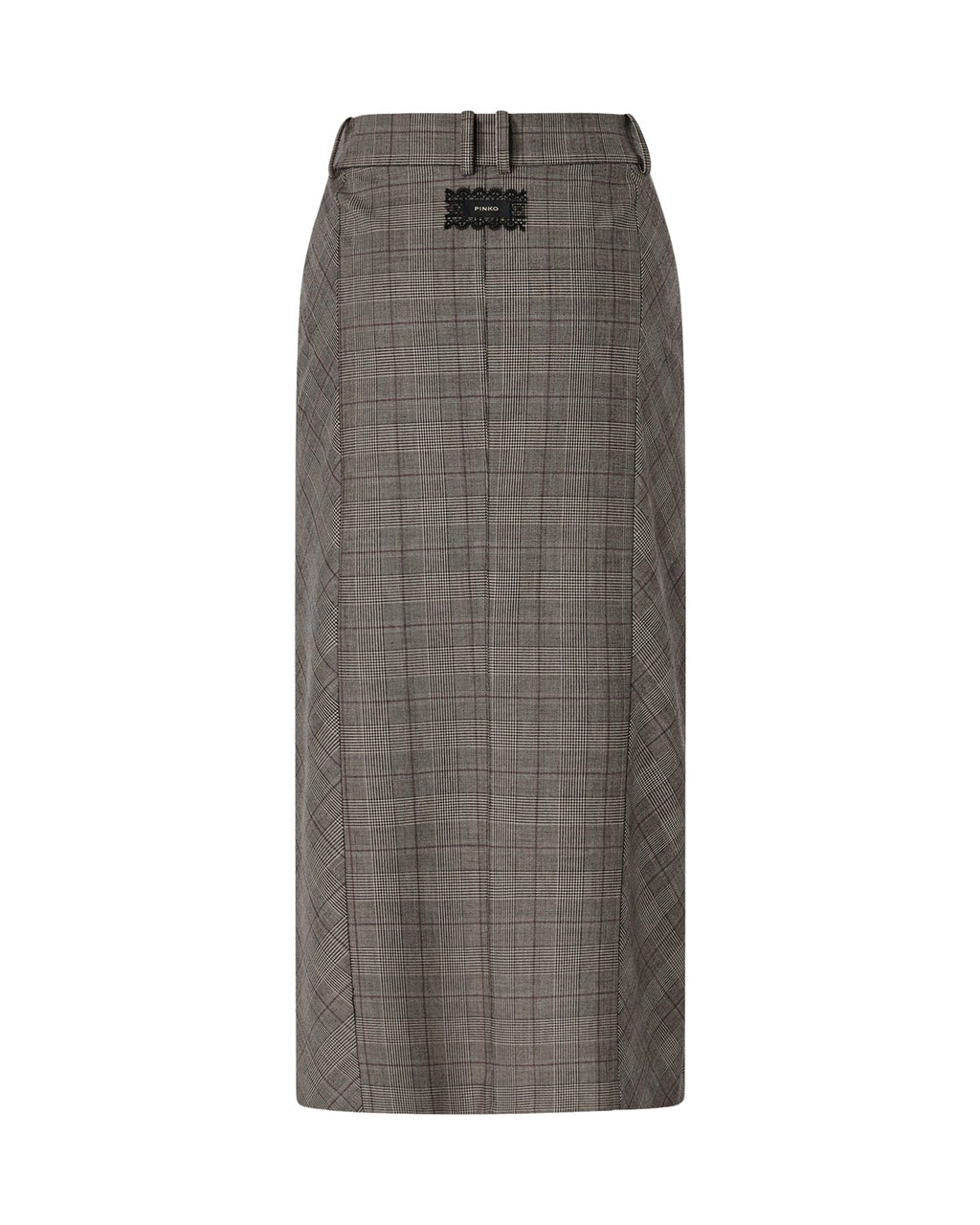 Pinko gonna longuette a quadri principe di Galles con spacco, grigio e beige, immagine 6 di 6