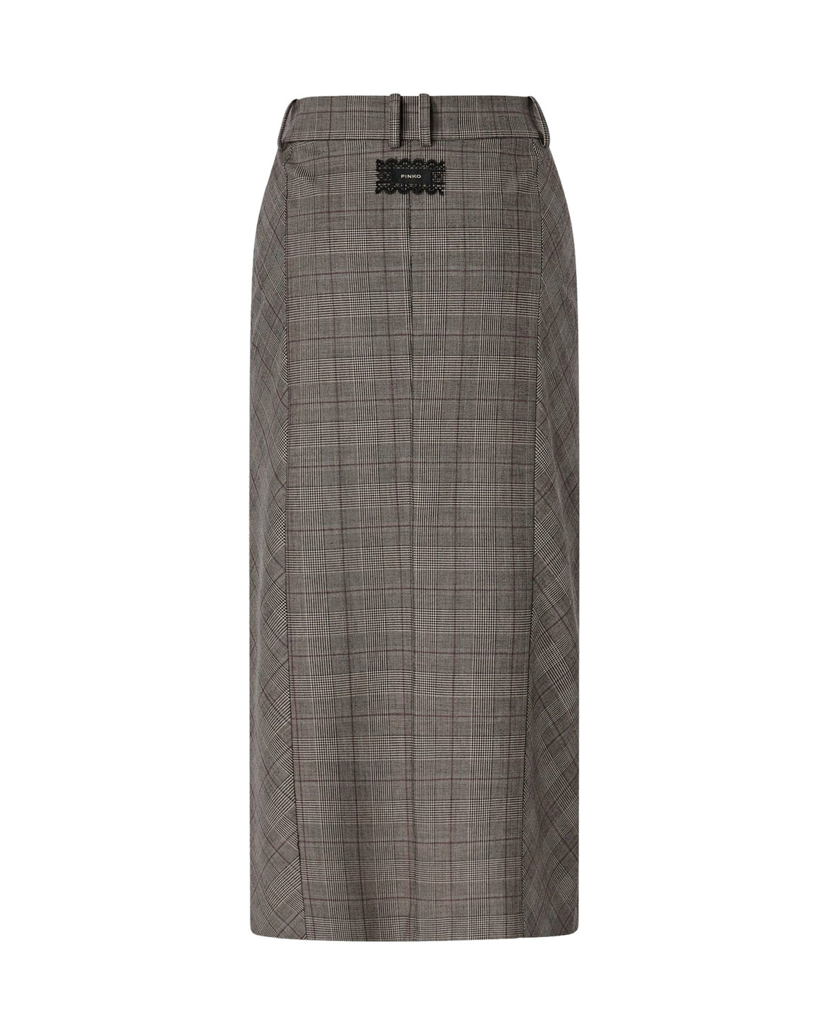 Pinko gonna longuette a quadri principe di Galles con spacco, grigio e beige, immagine 6 di 6