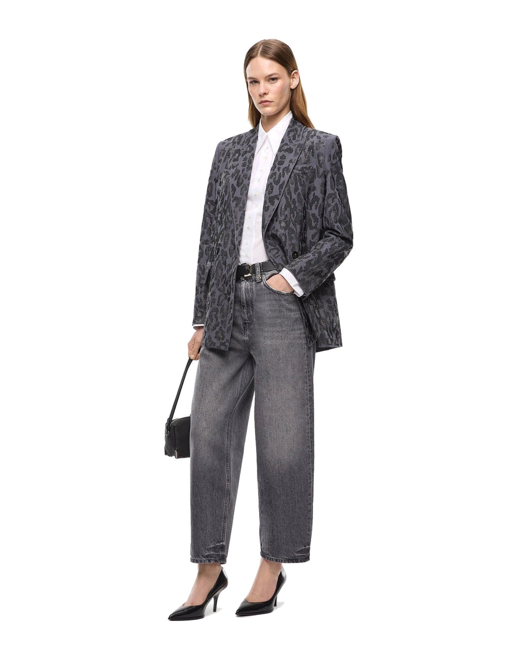 Pinko jeans balloon in denim, colore grigio, vista principale