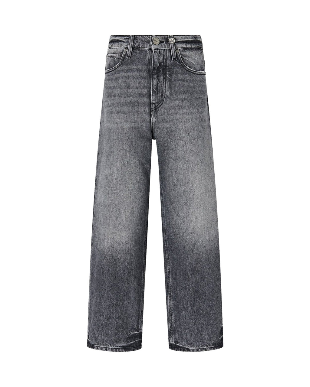 Pinko jeans balloon in denim, colore grigio, immagine 5 di 6
