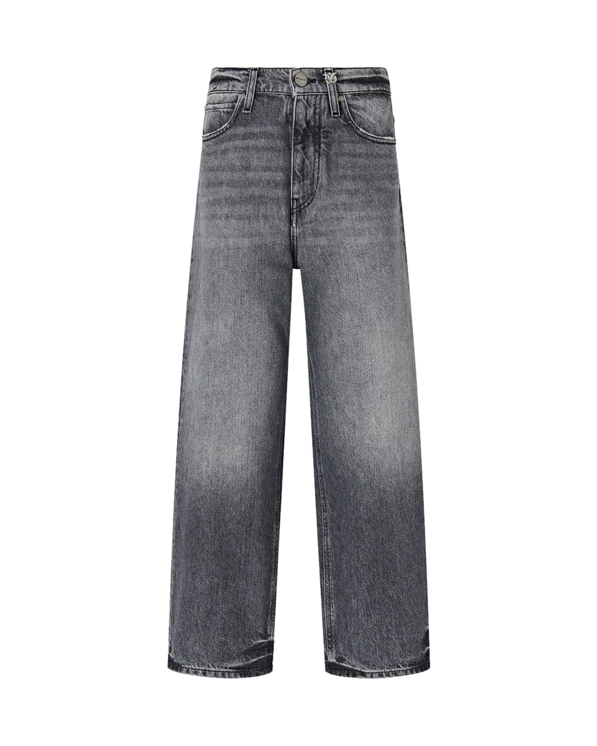 Pinko jeans balloon in denim, colore grigio, immagine 5 di 6