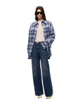 Pinko Wanda, jeans wide leg in denim soft, colore blu scuro, vista principale