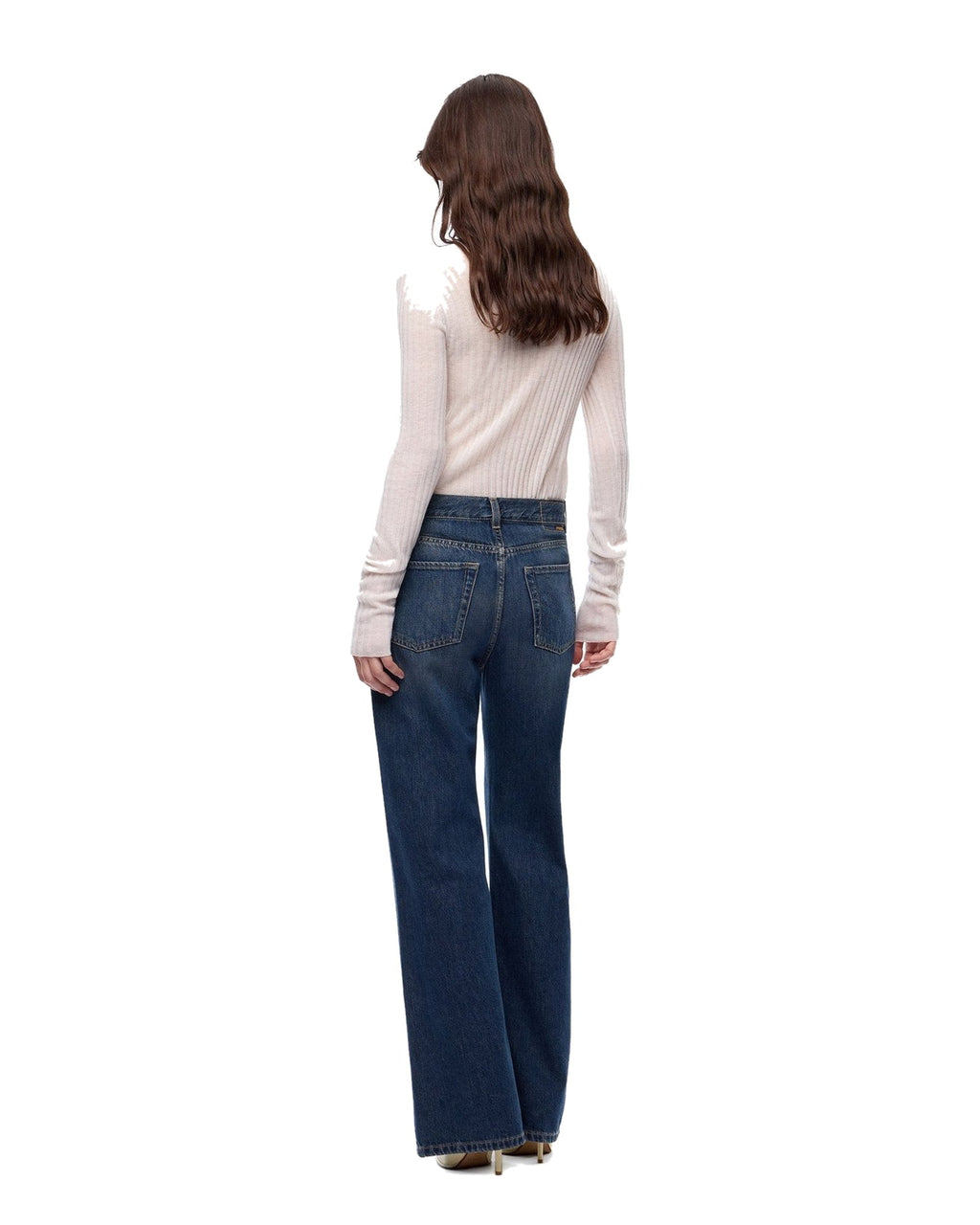 Pinko Wanda, jeans wide leg in denim soft, colore blu scuro, immagine 4 di 6